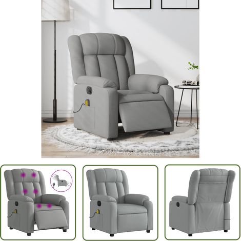 Maison Exclusive - Massagesessel Elektrisch Hellgrau Stoff (1/5)