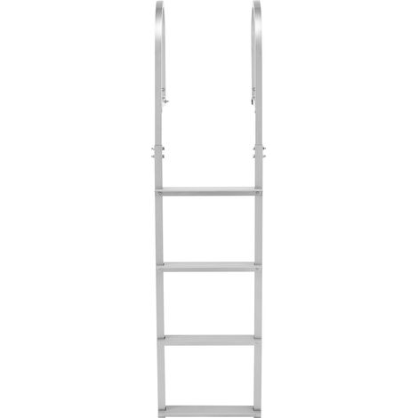 Échelle de pont amovible 4 marches, aluminium, antidérapante, capacité 227 kg, fixation rapide, pour bateau, piscine, lac. (1/5)