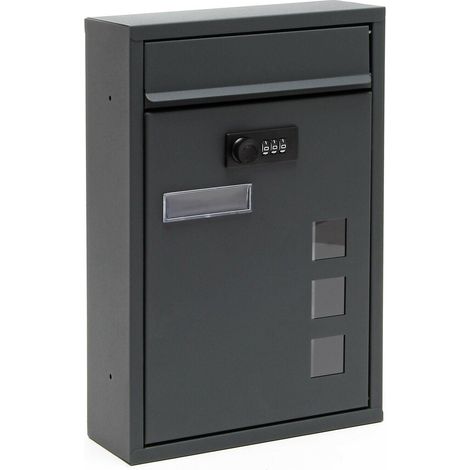 Buzón de pared de diseño con cerradura combinada de acero galvanizado antracita 160000067 (1/5)