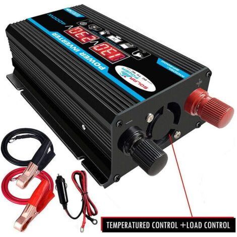 12V auf 220V Sinus-Wechselrichter 4000W Sinus-Netzteiltransformator mit Fernbedienung und zwei AC-Steckdosen für Wohnmobil, Auto, LKW - Zwei AC-Steckdosen (1/5)