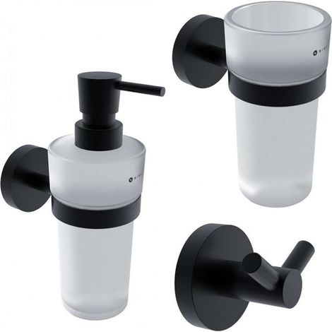 Nimco Unix - Badaccessoires-Set, Glas matt/schwarz UNC set-31W-T-90