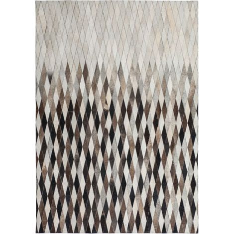 Tapis en Cuir Fait Main "Lavish" Gris 160 x 230 cm (1/4)