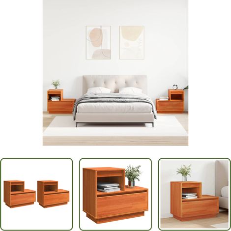 Nachttisch Wachsbraun - Nachttisch 2 pcs Wachsbraun 60 x 34 x 51 cm Holzwerkstoff (1/5)
