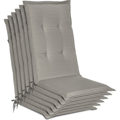 Beautissu Set de 6 Matelas Coussin pour Chaise Fauteuil de Jardin terrasse Loft HL 120x50x6 cm Gris clair (1/5)