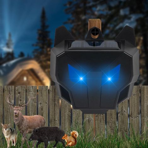 Lot de 1 Répulsif Solaire pour Animaux Nocturnes. Effaroucheur Cerfs avec LED Stroboscopique. Anti Mouffette. Coyote. Renard. Oiseaux. Jardin Ferme. Lumière Bleue (1/5)