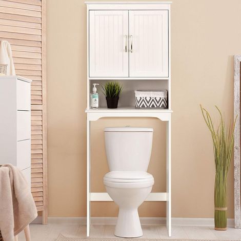 COSTWAY Mobile per Lavatrice,Mobile Salva Spazio Sopra WC,3 Mensole,Mensole Regolabile (1/5)