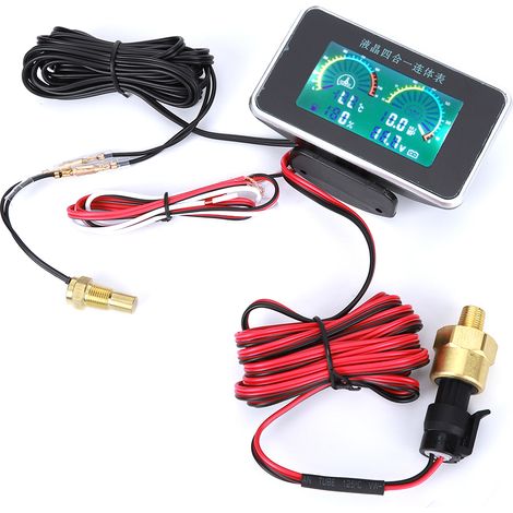 DC 9V-36V 4-in-1 Auto LCD Digitalanzeige Voltmeter Kraftstoffanzeige Wassertemperatur Öldruckmesser (1/5)