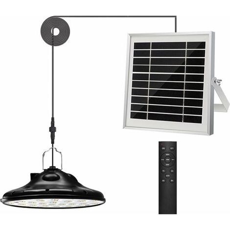 100Leds 1200LM Lampe Solaire Exterieur,3 Mode Lampe Suspendue Solaire,Panneau Solaire Réglable,4 Luminosité avec TéLéCommande,IP66 étanche Eclairage Led pour Jardin,Camping/Pergola/Balcon/Terasse [Cla