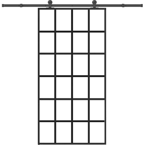 Schiebetür mit Beschlag 102x205 cm ESG-Glas & Aluminium