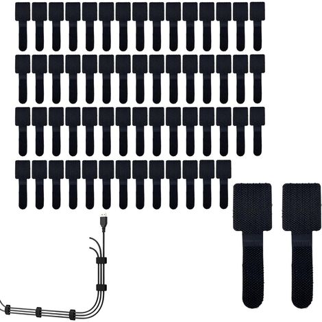 Kit de gestion des câbles sous bureau - 60 bandes adhésives ultra résistantes et réutilisables - organisation écologique des câbles pour bureau et maison – fixation facile et anti (1/5)
