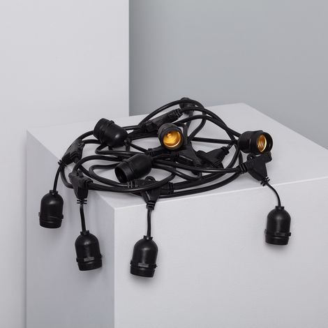 Ghirlanda per Esterni Waterproof con 8 Portalampade E27 5.5m Nero IP65 Nero (1/4)