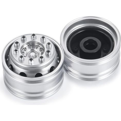 Lot de 2 moyeux de roue avant Beadlock en aluminium RC pour remorque 1/14 Tracteur Cargaison Pièces de mise à niveau, A (1/5)