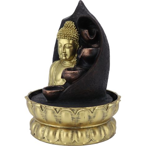 Statue de Bouddha en résine, fontaine d'intérieur, ornement Feng Shui, décoration aquatique artisanale, prise américaine 110 V (1/5)
