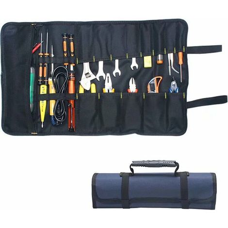 Trousse à Outils 22 Pochettes, Sacoches Porte-Outils, Rouleau de Rangement Toolkit Pliable/Enroulable en Oxford 600D (bleu,sans outils) (1/5)