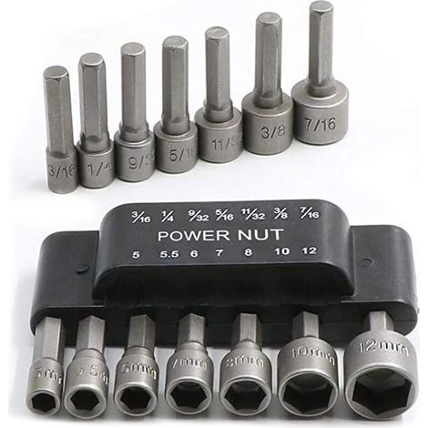 Ensemble de 14 forets pour tournevis à écrou électrique, adaptateur de douille hexagonale 1/4" Kit d'outils de réparation pour tournevis à boulon