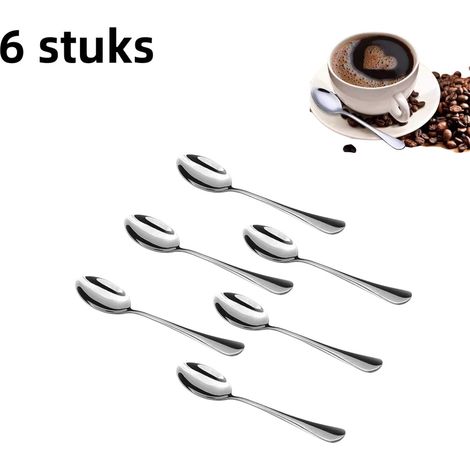 Lot de 6 cuillères en acier inoxydable pour café thé desserts et usage quotidien couleur naturelle (1/5)