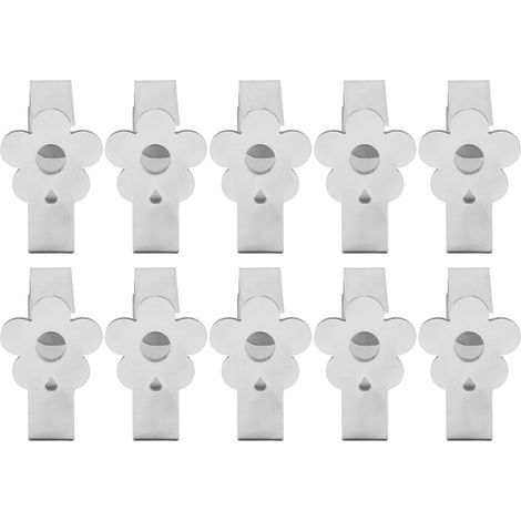 Lot de 10 pinces à nappe multifonctionnelles en acier inoxydable épais et résistant, pour une utilisation intérieure et extérieure, couleur argent. (1/5)
