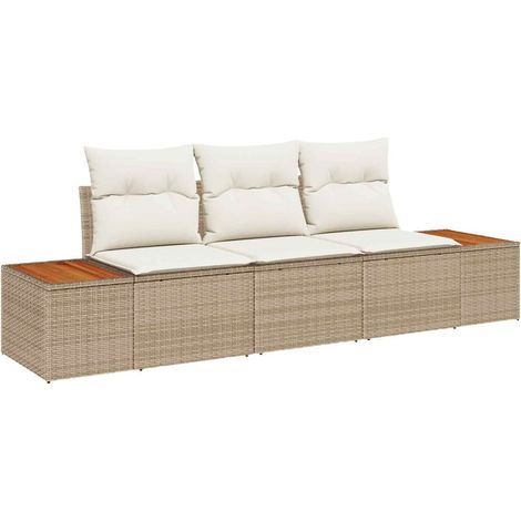 Garden Sofa Set with Cushion 3 pcs Beige Poly Rattan vidaXL (1/5)