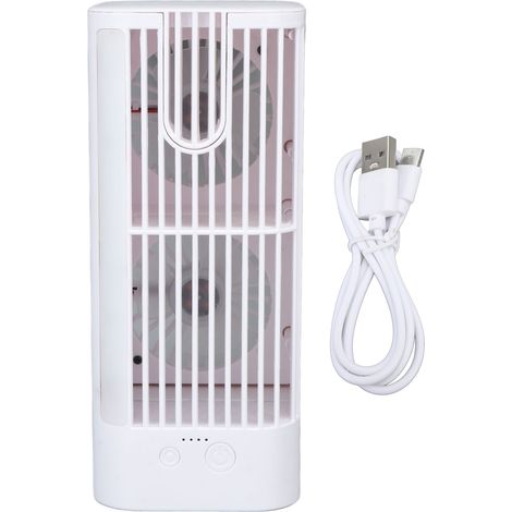 Ventilateur de bureau avec lumière nocturne, réglable, silencieux, multifonctionnel, sans pulvérisateur, prêt à l'emploi, gain de place. (1/5)