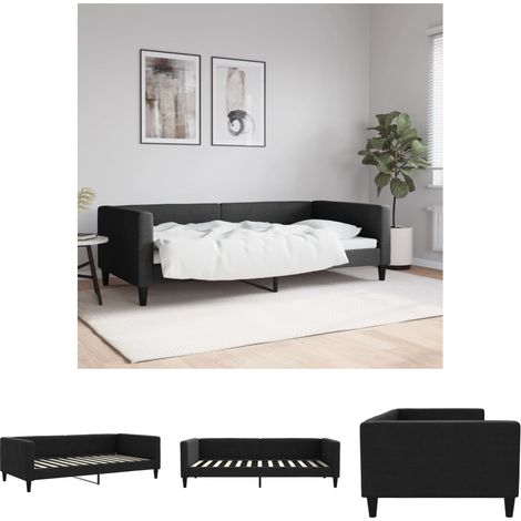 The Living Store Tagesbett Schwarz 100x200 cm Stoff - Betten & Bettgestelle (1/5)