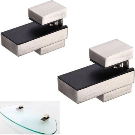 Support d'étagère en bois/verre pour bois/verre de 0,2" à 0,8", nickel brossé (1/5)