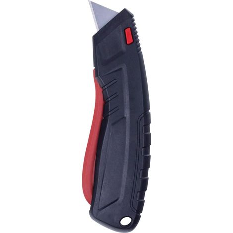 Couteau de sécurité / 1 piece/Coupe-boîte rétractable, lame remplaçables/Blister/Noir-Rouge/Cutter Universel (1/5)