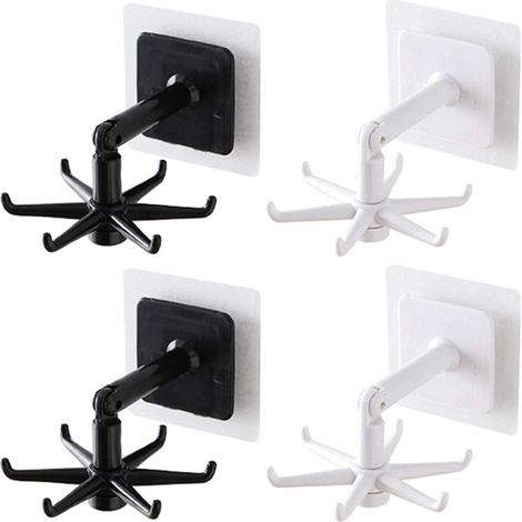 Crochet Pliant pour la cuisine à 360 °, 4 Pièces 6 Claws crochets rotatifs à 360 degrés, Crochets Rotatifs Rotatif, la maison, Sans Clous, la chambre, l (1/5)