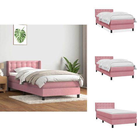 Boxspringbett mit Matratze Rosa 80x220 cm Samt - Boxspringbett - Boxspringbetten - Bett - Schlafzimmerbett (1/5)