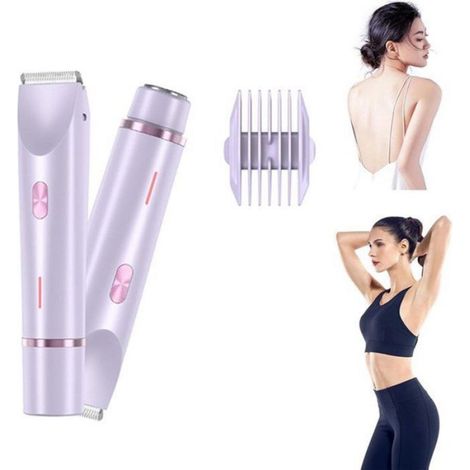 Rasoir Électrique - Rasoir 2 En 1 Pour Femme - Étanche IPX6 - Double Tête Flottante - USB-C - Violet (1/4)