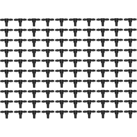 100 raccords de 4/7, raccords en T pour système d'irrigation goutte-à-goutte