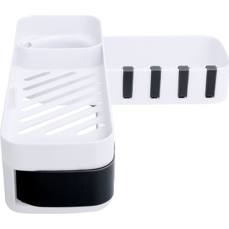 Étagère de Douche d'Angle sans Perçage avec Porte-Serviettes, Rangement Salle de Bain Blanc ou Noir (1/5)