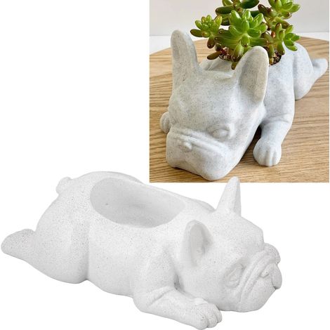 Sukkulente Topfpflanze in Form eines Welpen, Harzobjekt, Blumentopf, Gartendekoration. (1/5)
