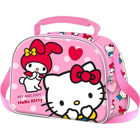 Hello Kitty Lovely-Bolsa Portamerienda 3D, Rosa, 26 x 20 cm