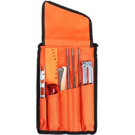 Portable Universal Chainsaw Sharpening Kit, 5/32" (4mm) / 3/16" (4.8mm) / 7/32" (5.5mm) Round File, Flat File, Handle, Guide File and Pouch (1/3)