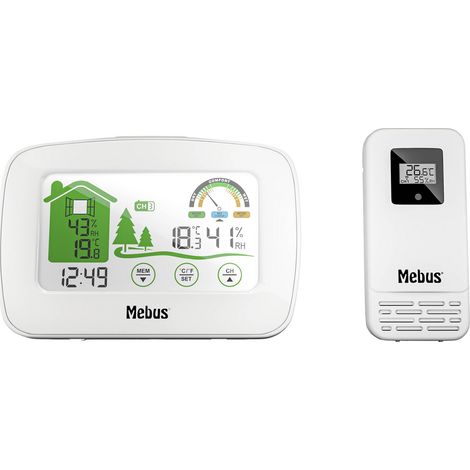 [NEUWERTIG] Mebus Funk Wetterstation Anzeige Digital Hygrometer Weiß Innen Außen Temperatur  B-Ware