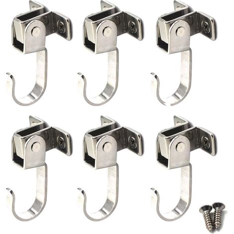 Ganci girevoli in acciaio inox 304 per montaggio a parete. Ideali per attrezzature nautiche, piante sospese, appendiabiti (set da 6) (1/5)