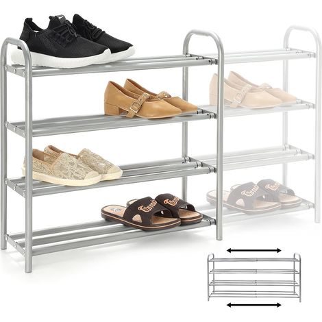Organisateur de Porte-Chaussures Extensible à 4 Niveaux,L'étagère en Métal Robuste Peut Contenir Jusqu'à 20 Paires de Chaussures,Support D'économie D'espace pour Garde-Robe (1/5)