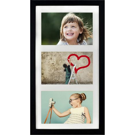 Rahmen für 3 Fotos 13x18 Galerie Collage Multiframe 23x50 cm schwarz mit Passepartout