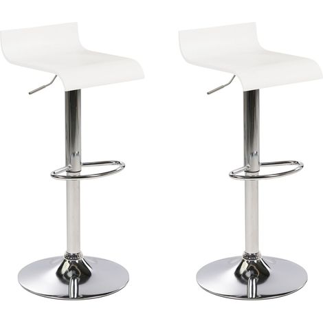 Set of 2 Bar Chairs VALENCIA Swivel White