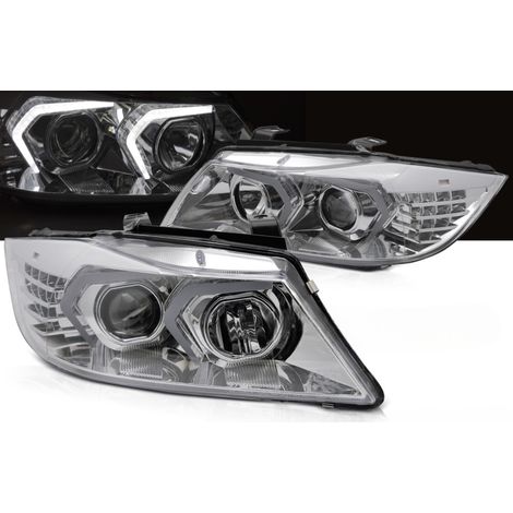 Paire de feux phares BMW serie 3 E90 / E91 de 2005 a 2008 LED Chrome-41249468 (1/5)