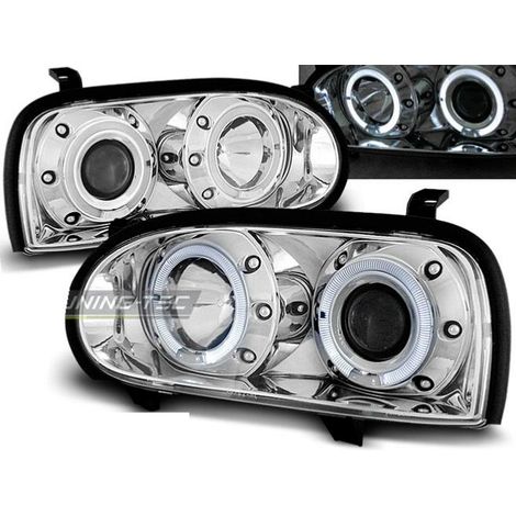 Paire de feux phares VW Golf 3 91-97 angel eyes chrome-27361904 (1/2)