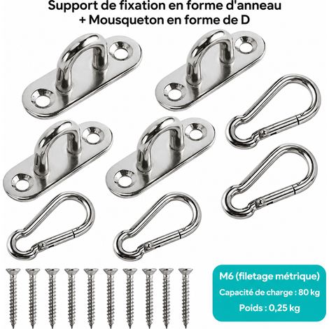 Pontet de fixation oblong M6 inox 304 pour voile d'ombrage et quincaillerie marine - lot de 16 pièces m6 16 pièces acier 4,5 × 1,5 × 2 cm 150 g – Livraison gratuite