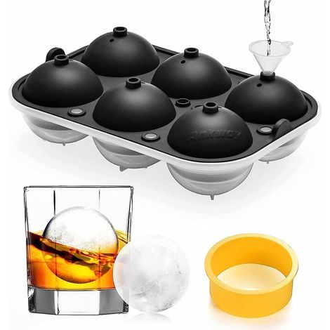 Moules à glaçons sphériques de 6,5 cm avec double joint et anneau de pression pour une fonte lente et une fraîcheur prolongée – Idéaux pour le whisky, le bourbon et les highballs (1/5)