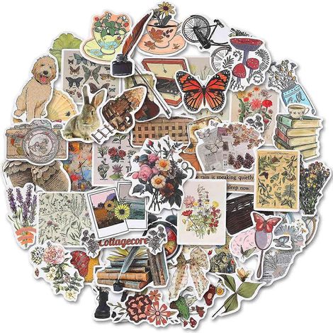 Vintage Stickers, 50 Scrapbook Stickers for Planners Junk Journal-- (1/5)