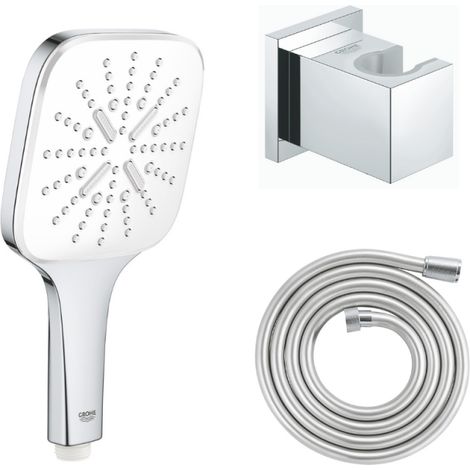 GROHE Douchette 3 jets Vitalio Smartactive chrome carré avec flexible 200 et support carré