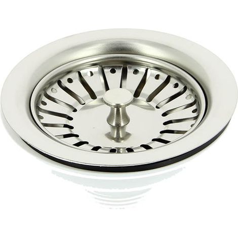Wirquin – Bonde de lavabo Ø90 mm à panier inox – Bonde à panier pour évier 1 bac – Évacuation rapide – Compatible avec siphon standard (1/4)