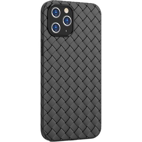 Une coque de protection pour iPhone 14 Pro Max, dotée d'un design ultra-fin, d'une protection intégrale grâce à sa coque en TPU, d'une compatibilité avec la recharge sans fil et d'une texture tissée. (1/2)