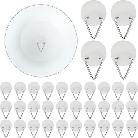 Adhesive Frame Attachment, Set of 50 Adhesive Picture Hangers Invisible Adhesive Supports, Photo Hanger, Self-Adhesive Hook Adhesive Vertical Supports for Plates, Decorative Art (white) (1/5)
