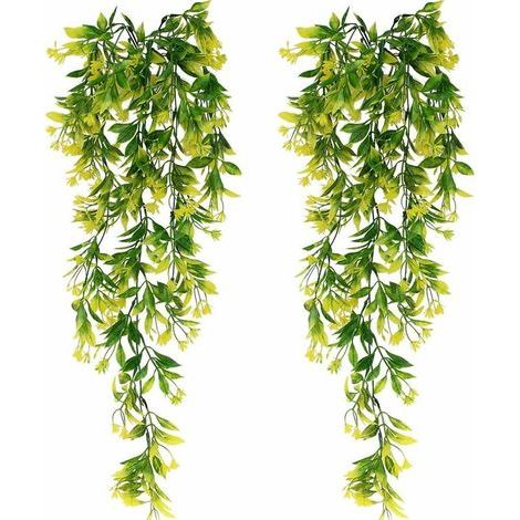 2 Pcs Lierre Artificiel Plantes suspension vertes artificielles pour Célébration, Mariage, Cuisine, Jardin, Bureau Décoration Jaune (1/5)