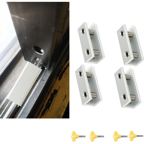 Lot de 6 verrous de sécurité pour fenêtres coulissantes verticales et horizontales, avec patin en caoutchouc et clé. (1/5)
